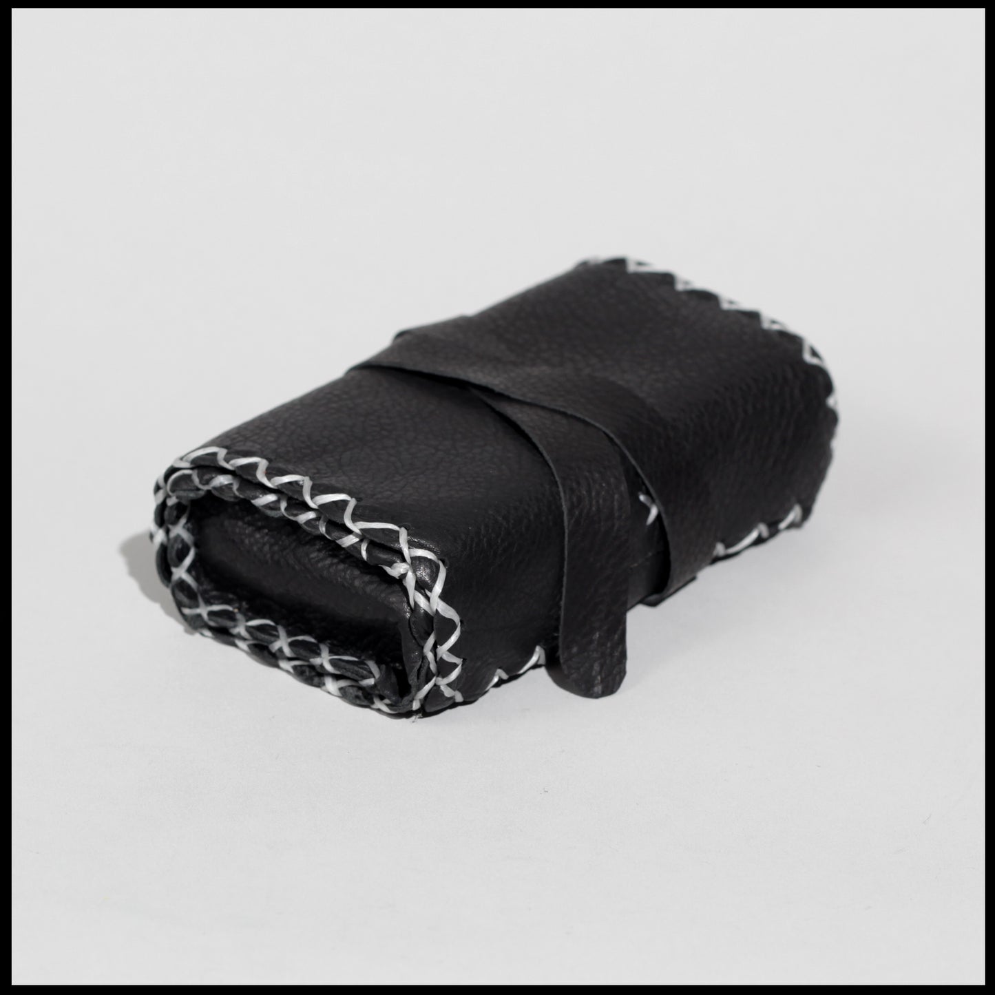 Black Hand-stitched leather Tarot bag