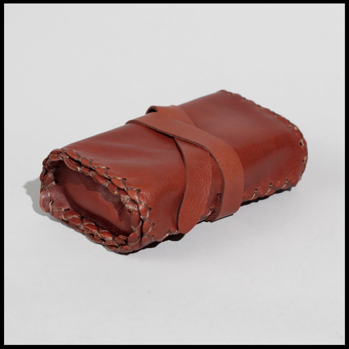Brown Hand-stitched leather Tarot bag