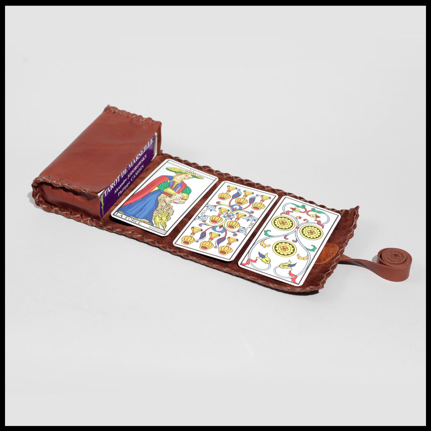 Brown Hand-stitched leather Tarot bag