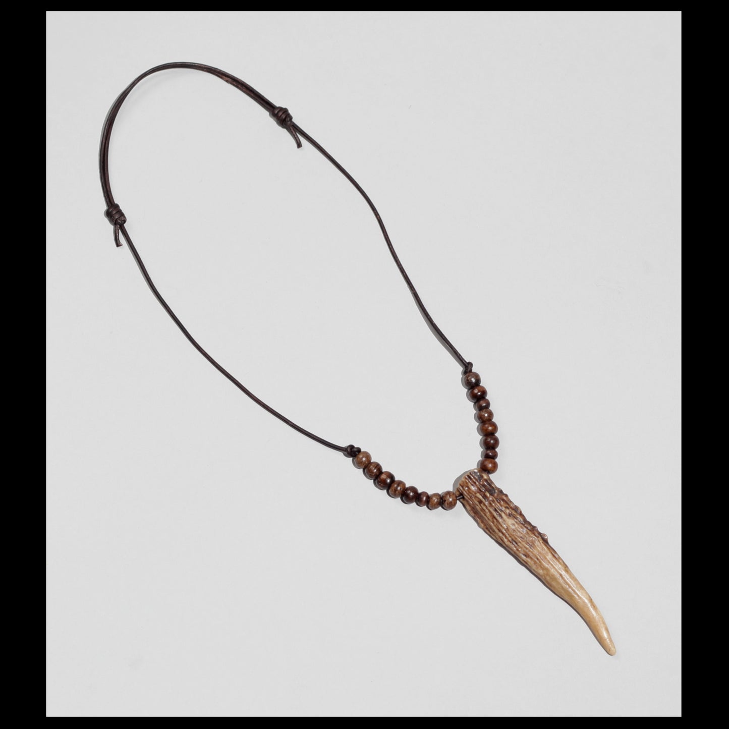 4” Gnarly Deer antler necklace w/ brown bone & wood beads