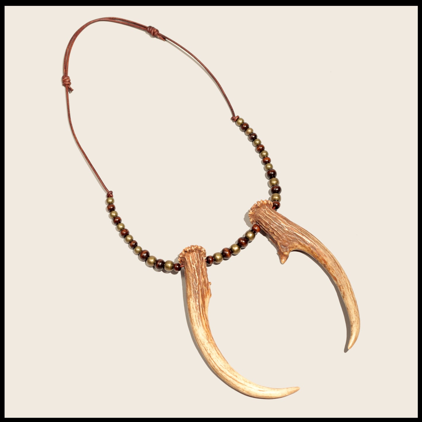 “Hooked” Deer antler necklace