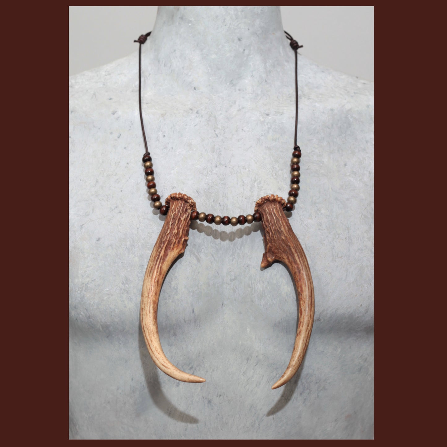 “Hooked” Deer antler necklace