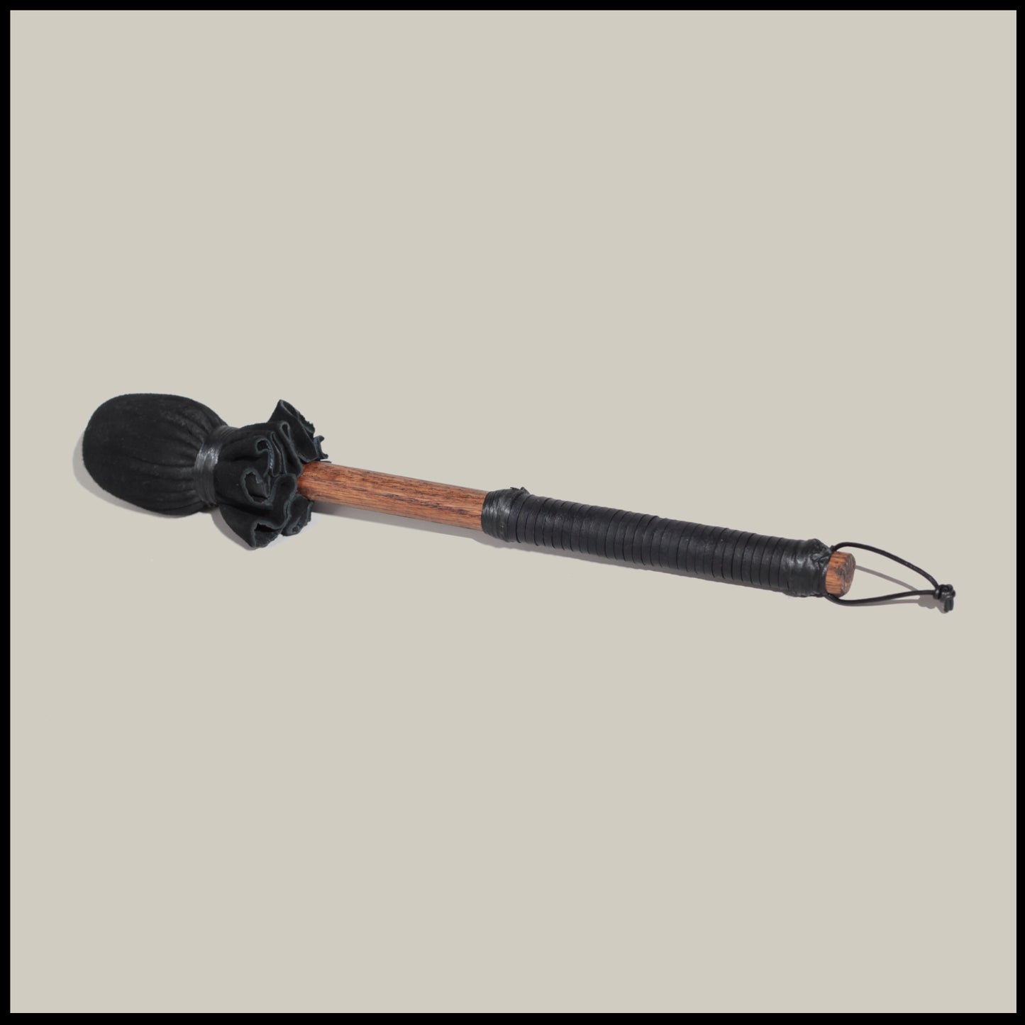 13" 5/8” Red Oak Black Deer leather drum beater