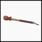 13” medium drum beater, “Brown” Goat suede,  5/8” Red Oak handle w/ brown Deer leather wrap