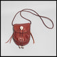 Hand-stitched leather shoulder pouch w/ Deer antler toggles & closure
