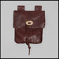 Brown hand-stitched leather belt pouch w/ Deer antler closure