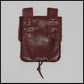 Brown hand-stitched leather belt pouch w/ Deer antler closure