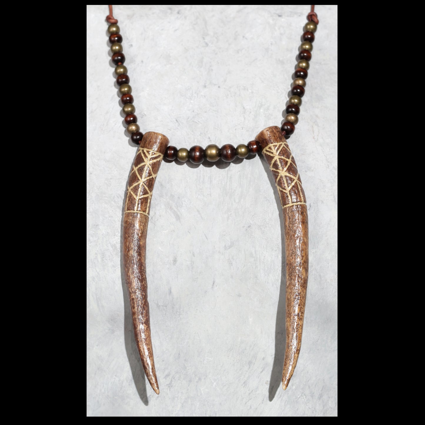 “Freya & Freyr” bindrune Deer antler necklace