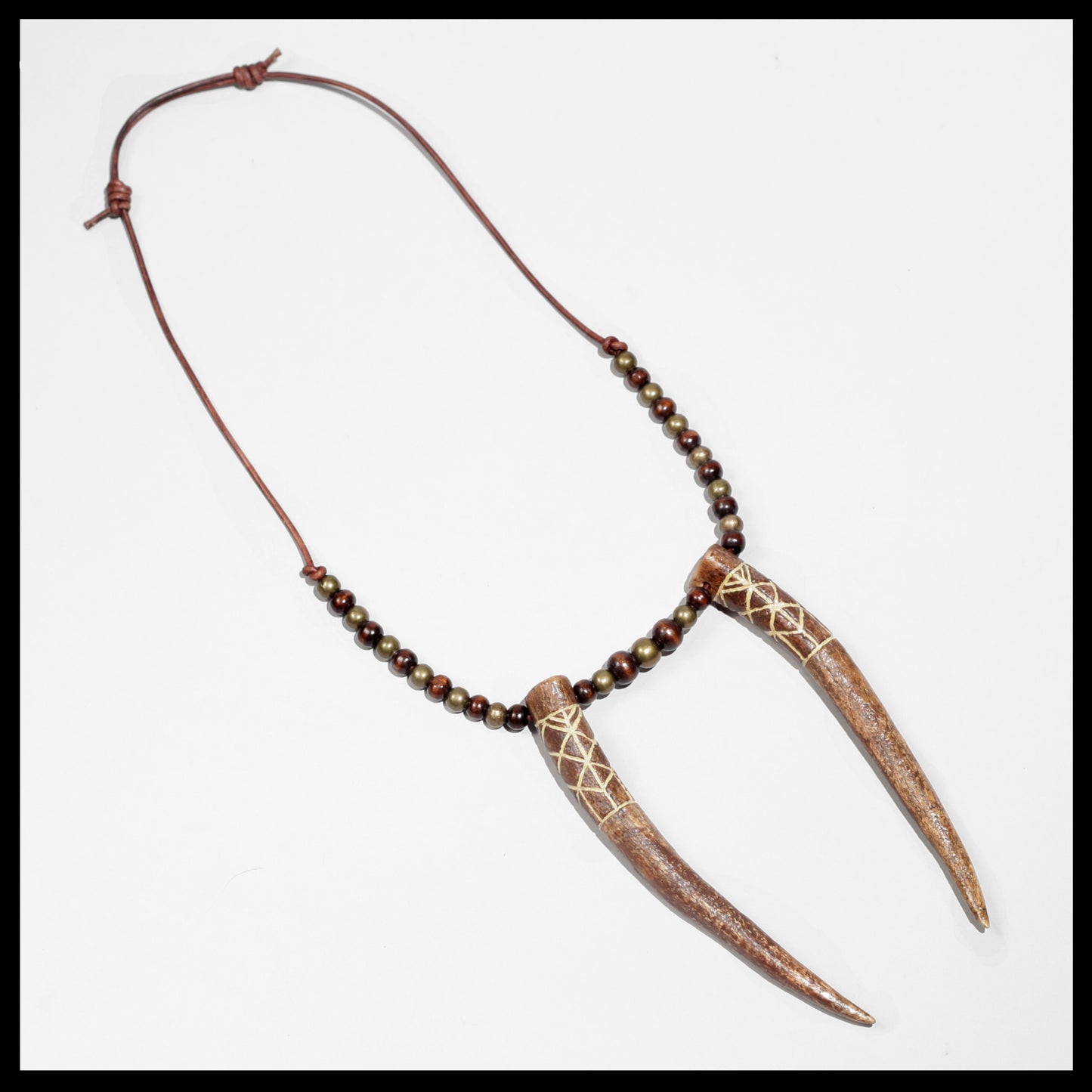 “Freya & Freyr” bindrune Deer antler necklace