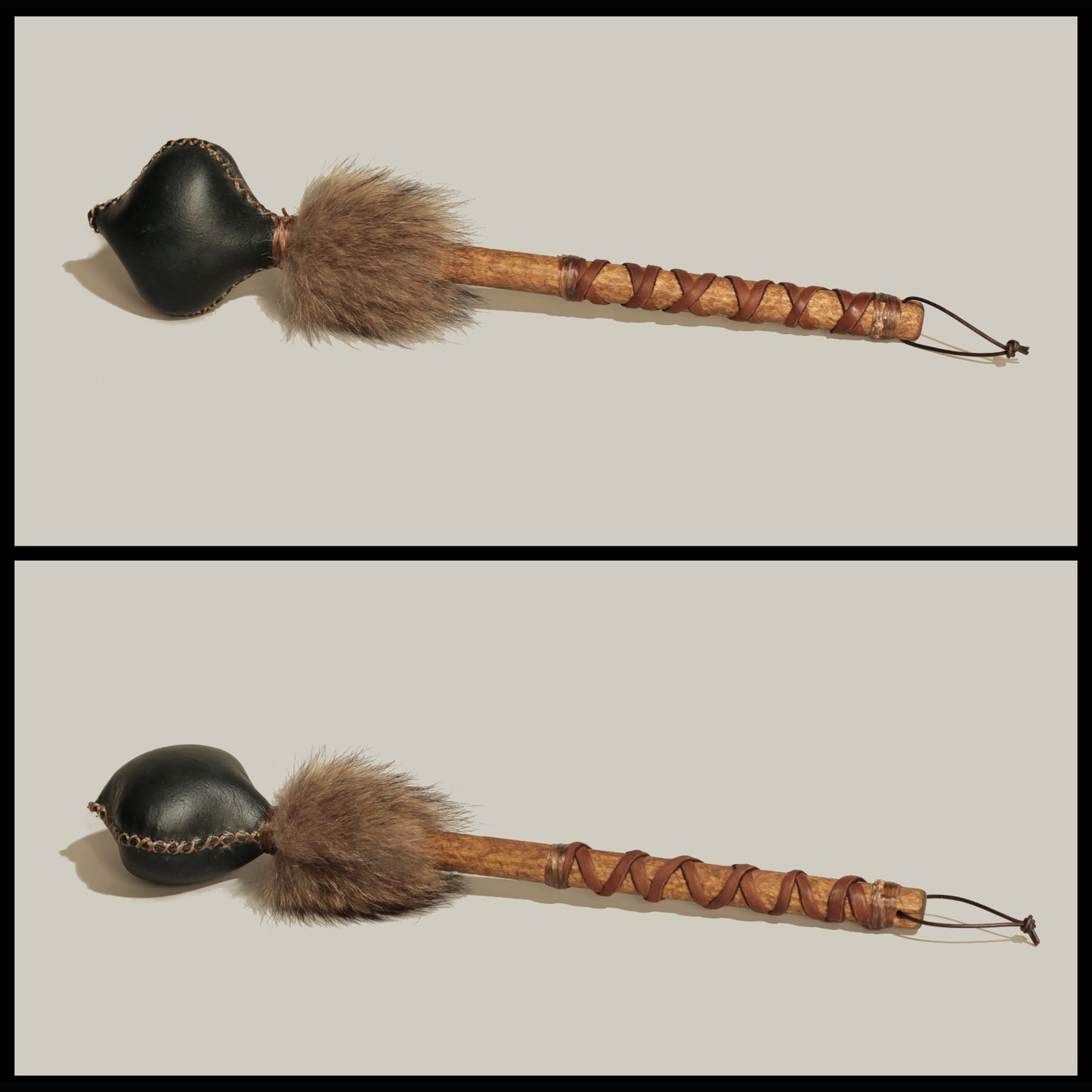 17” Dark green Deer hide “bulb” rattle