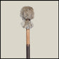 13” Soft drum beater, brown Rabbit fur, 3/4” Red Oak handle w/ brown leather wrap