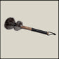 13” Soft drum beater, dark Rabbit fur, 3/4” Red Oak handle w/ black leather wrap