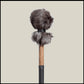 13” Soft drum beater, dark Rabbit fur, 3/4” Red Oak handle w/ black leather wrap