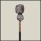 13” Soft drum beater, dark Rabbit fur, 5/8” Red Oak handle w/ black leather wrap 60$