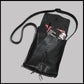 Black hand-stitched leather shoulder bag w/ hand-carved Deer antler Sun Wheel closure