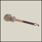 13” Soft drum beater, brown Rabbit fur, 3/4” Red Oak handle w/ brown leather wrap