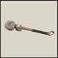 13” Soft drum beater, brown Rabbit fur, 5/8” Red Oak handle w/ brown leather wrap