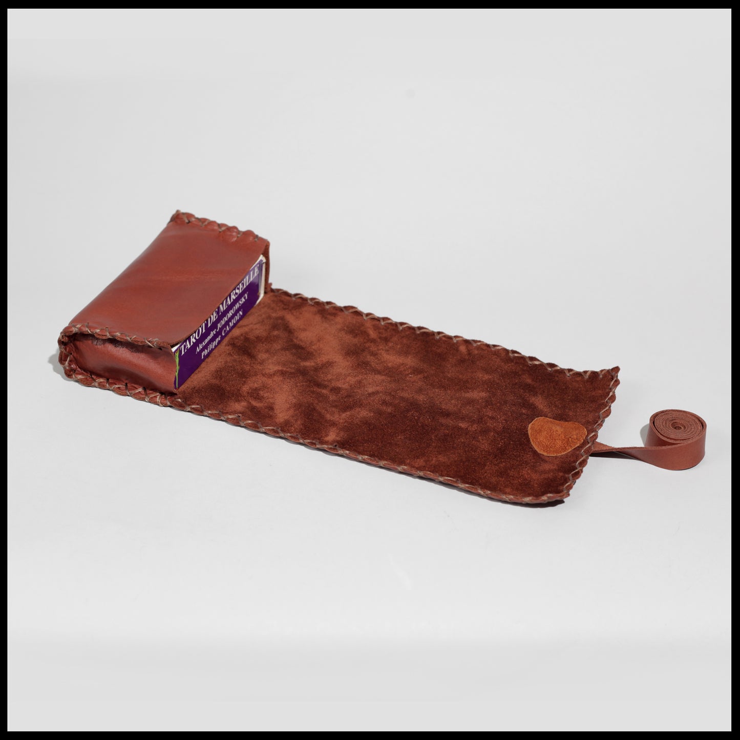Brown Hand-stitched leather Tarot bag