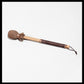 13” medium drum beater, “Earth” Goat suede, 5/8” Red Oak handle w/ brown Deer leather wrap