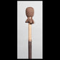 13” medium drum beater, “Earth” Goat suede, 5/8” Red Oak handle w/ brown Deer leather wrap