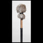 13” Soft drum beater, grey Rabbit fur, 5/8” Red Oak handle w/ black Calf leather wrap