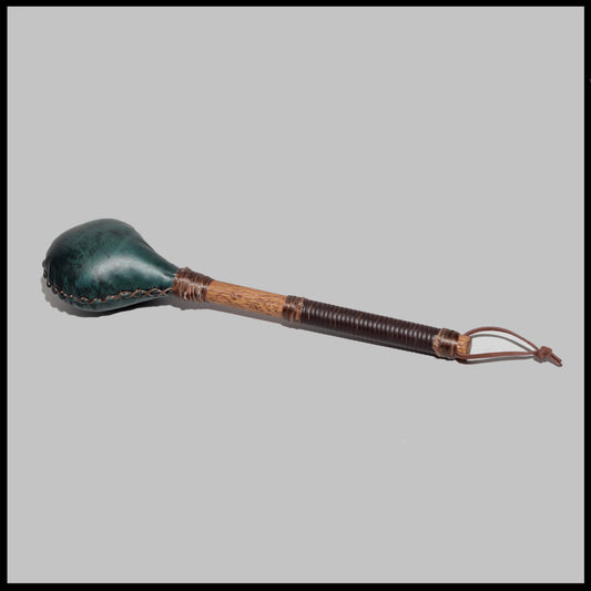 12” Green Deer hide “teardrop” rattle