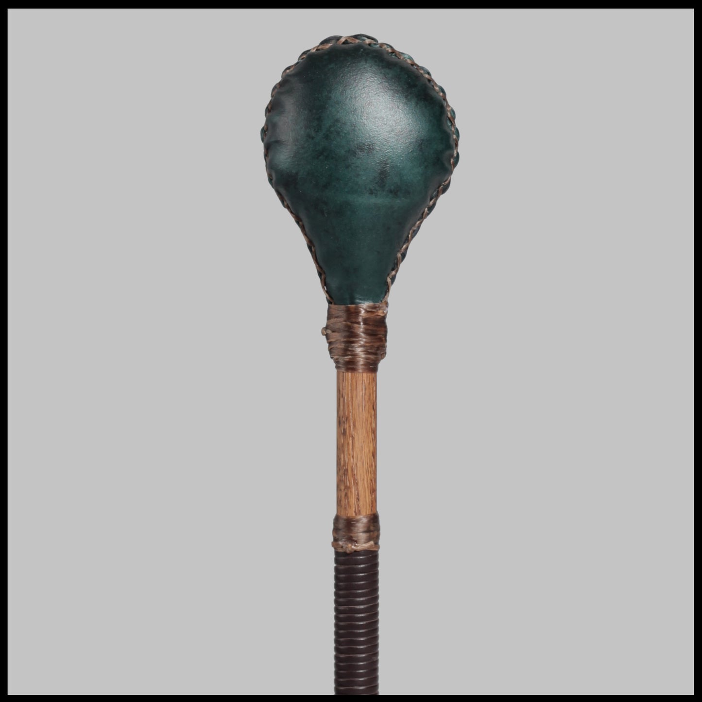 12” Green Deer hide “teardrop” rattle