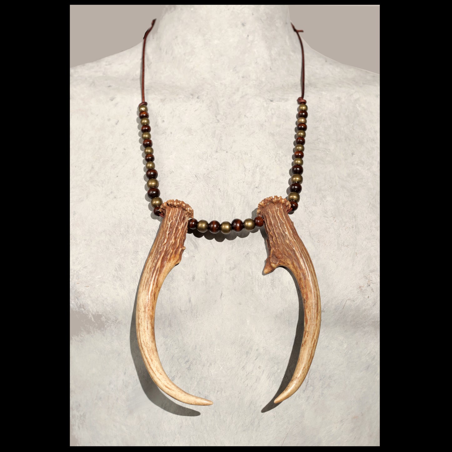 “Hooked” Deer antler necklace