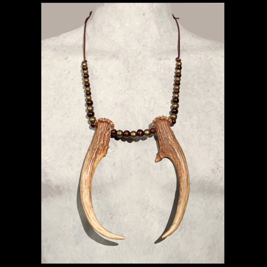 “Hooked” Deer antler necklace