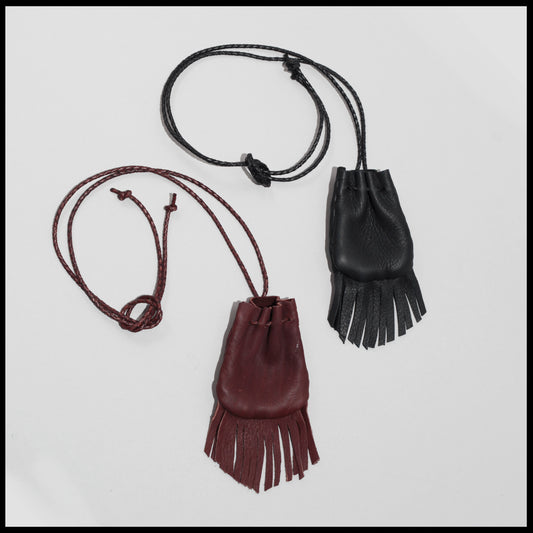 Hand-Stitched Leather Medicine Bags w/ Fringe