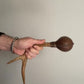 Brown dyed Deer hide & aged forked antler “3-sided” rattle