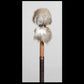 13” Soft drum beater, tan Rabbit fur, 5/8” Red Oak handle w/ brown Calf leather wrap