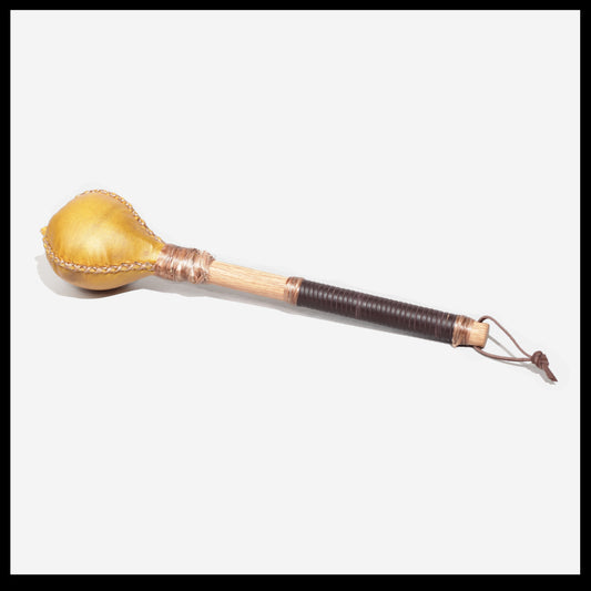 12” Yellow Deer hide “3-sided” rattle