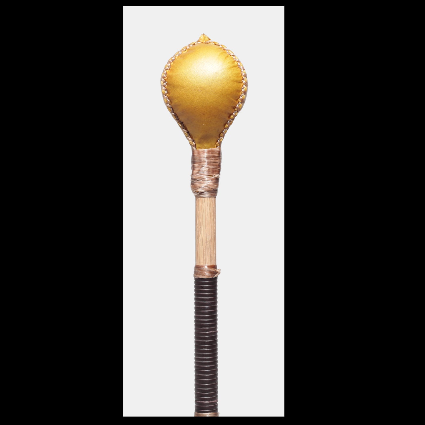 12” Yellow Deer hide “3-sided” rattle