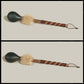15” Dark green Elk hide “teardrop” rattle w/ Coyote fur