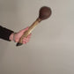 15” Brown Deer hide “3-sided” rattle w/ aged Deer foot handle