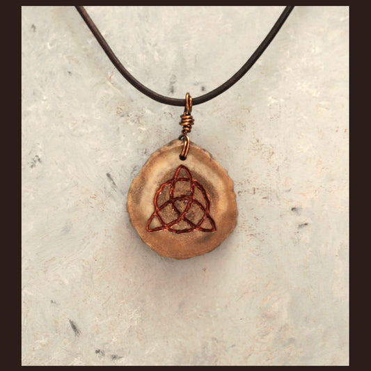 Handcarved Triquetra Deer antler necklace